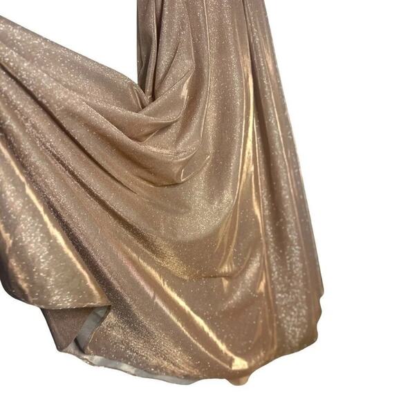 Dancing Queen Rose Gold Sleeveless Sweep Train V-neck Long Gown Size Small - Picture 13 of 16